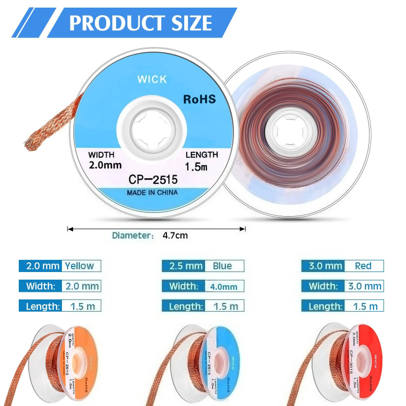 Solder Wick Braid - No‑Clean Desoldering Braid Copper Solder Wick